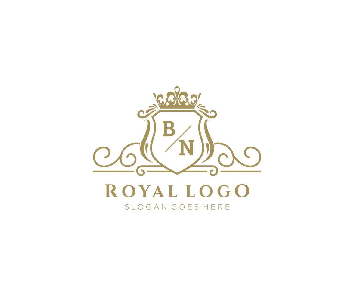 första bn brev lyxig varumärke logotyp mall, för restaurang, kungligheter, boutique, Kafé, hotell, heraldisk, Smycken, mode och Övrig vektor illustration.
