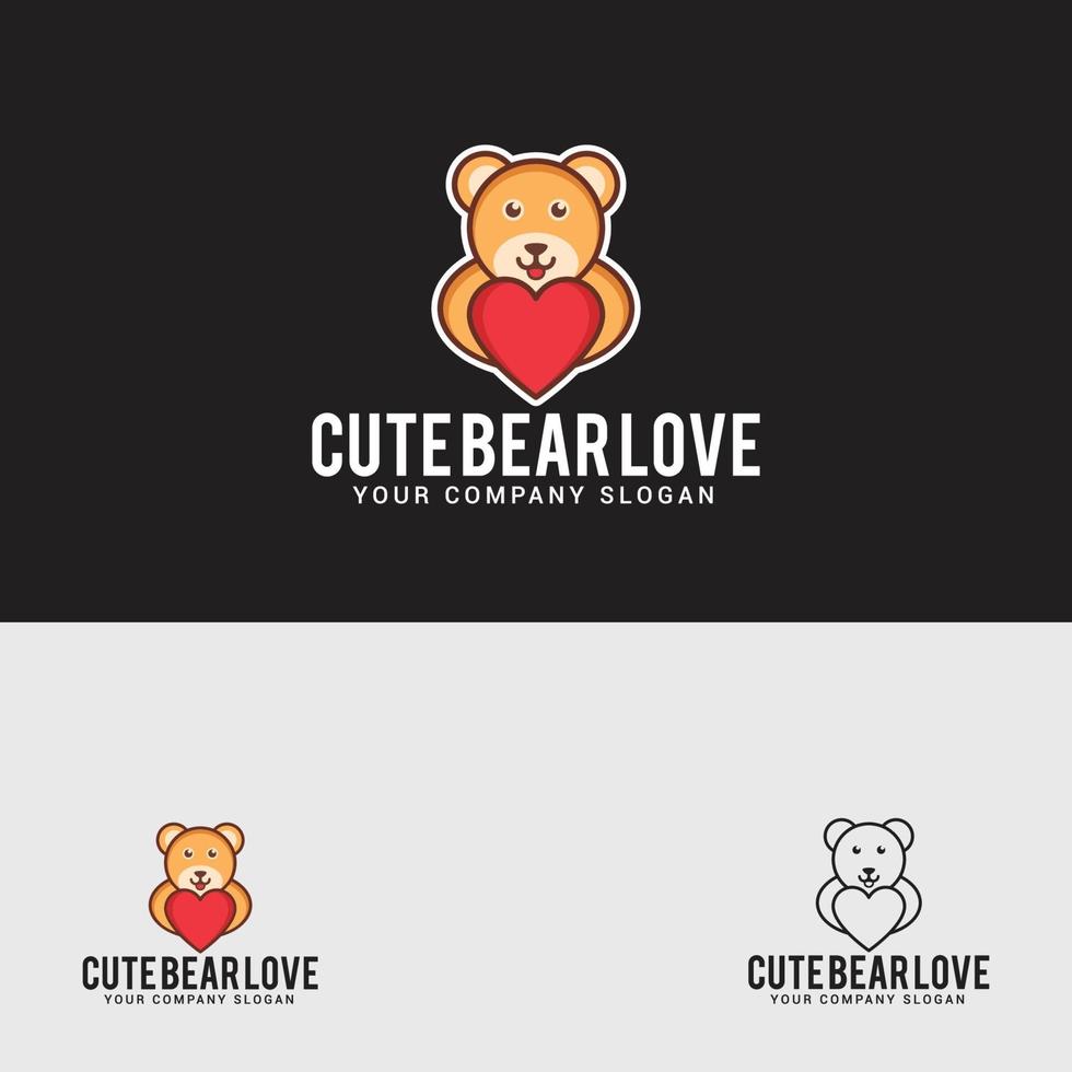 niedliche Bär Liebe Logo Design-Vorlage vektor