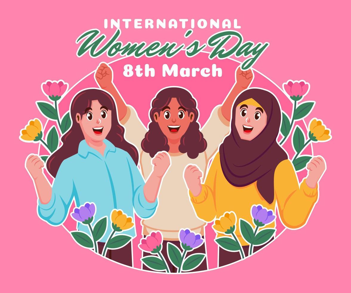 8 März weltweit Feier von International Damen Tag vektor