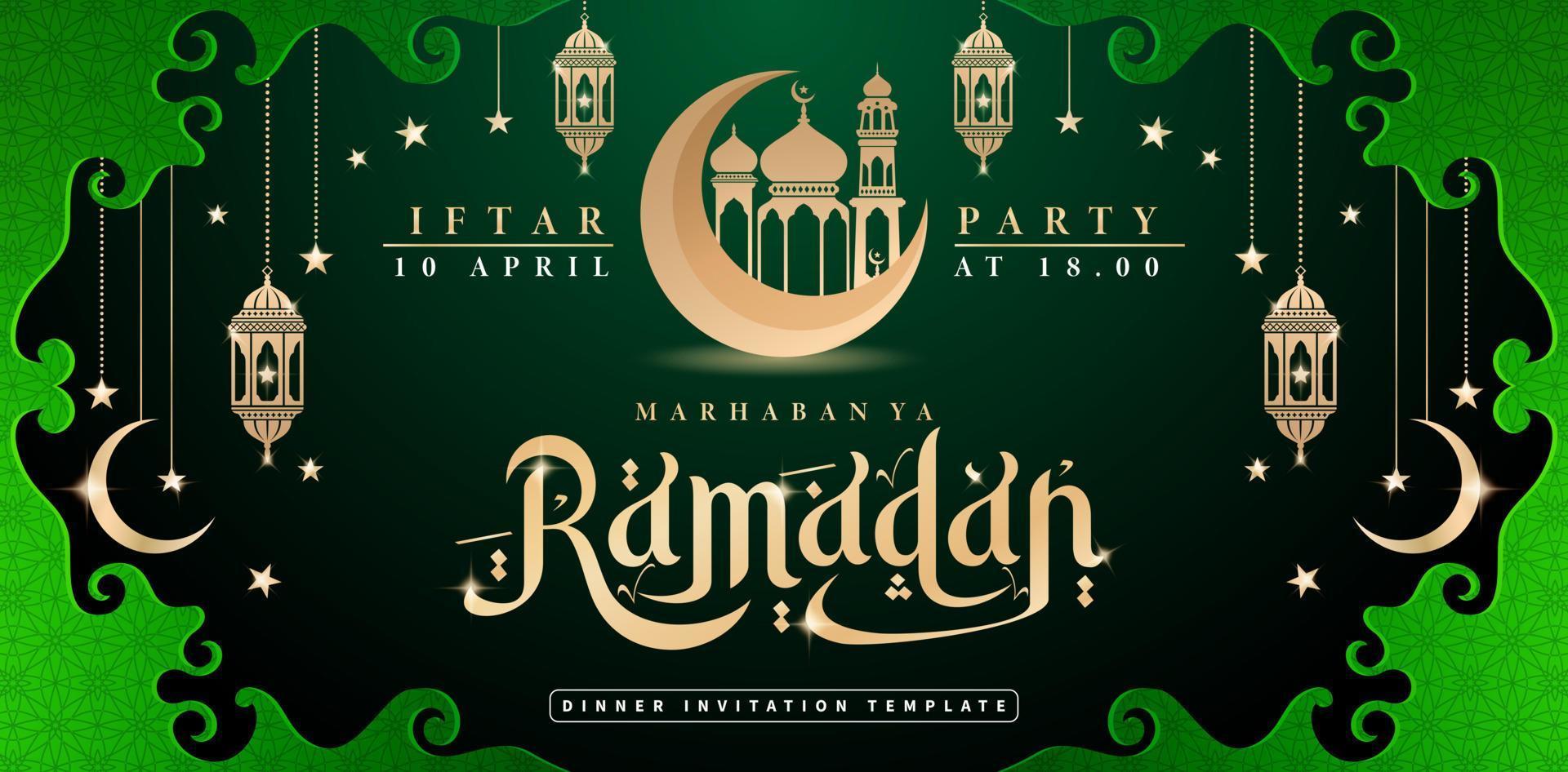 Ramadan kareem Illustration von iftar Party Konzept Design, anwendbar zum Banner Unternehmen, Poster Unternehmen, Header Webseite, Slogan Netze, Landung Buchseite, Gruß Karten, Sozial Medien Beiträge, Anzeigen, Agentur vektor