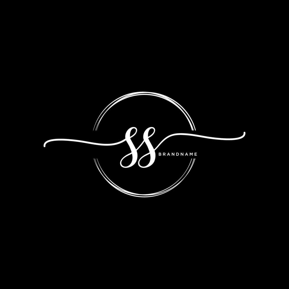 första ss feminin logotyp samlingar mall. handstil logotyp av första signatur, bröllop, mode, smycken, boutique, blommig och botanisk med kreativ mall för några företag eller företag. vektor