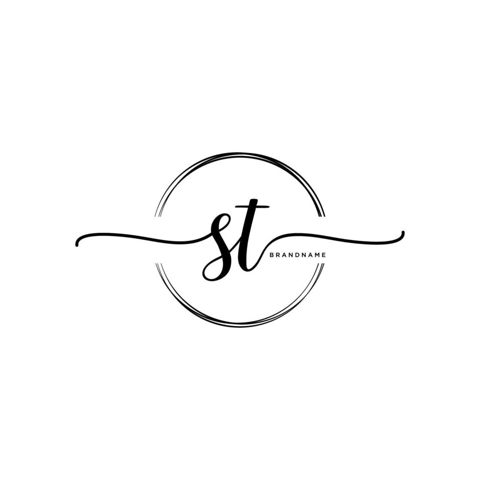 Initiale st feminin Logo Sammlungen Vorlage. Handschrift Logo von Initiale Unterschrift, Hochzeit, Mode, Schmuck, Boutique, Blumen- und botanisch mit kreativ Vorlage zum irgendein Unternehmen oder Geschäft. vektor