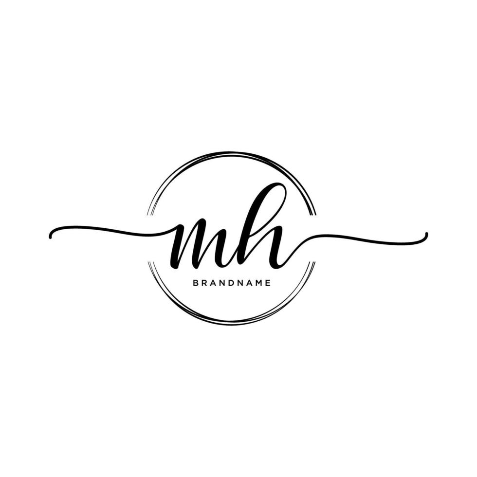 Initiale mh feminin Logo Sammlungen Vorlage. Handschrift Logo von Initiale Unterschrift, Hochzeit, Mode, Schmuck, Boutique, Blumen- und botanisch mit kreativ Vorlage zum irgendein Unternehmen oder Geschäft. vektor