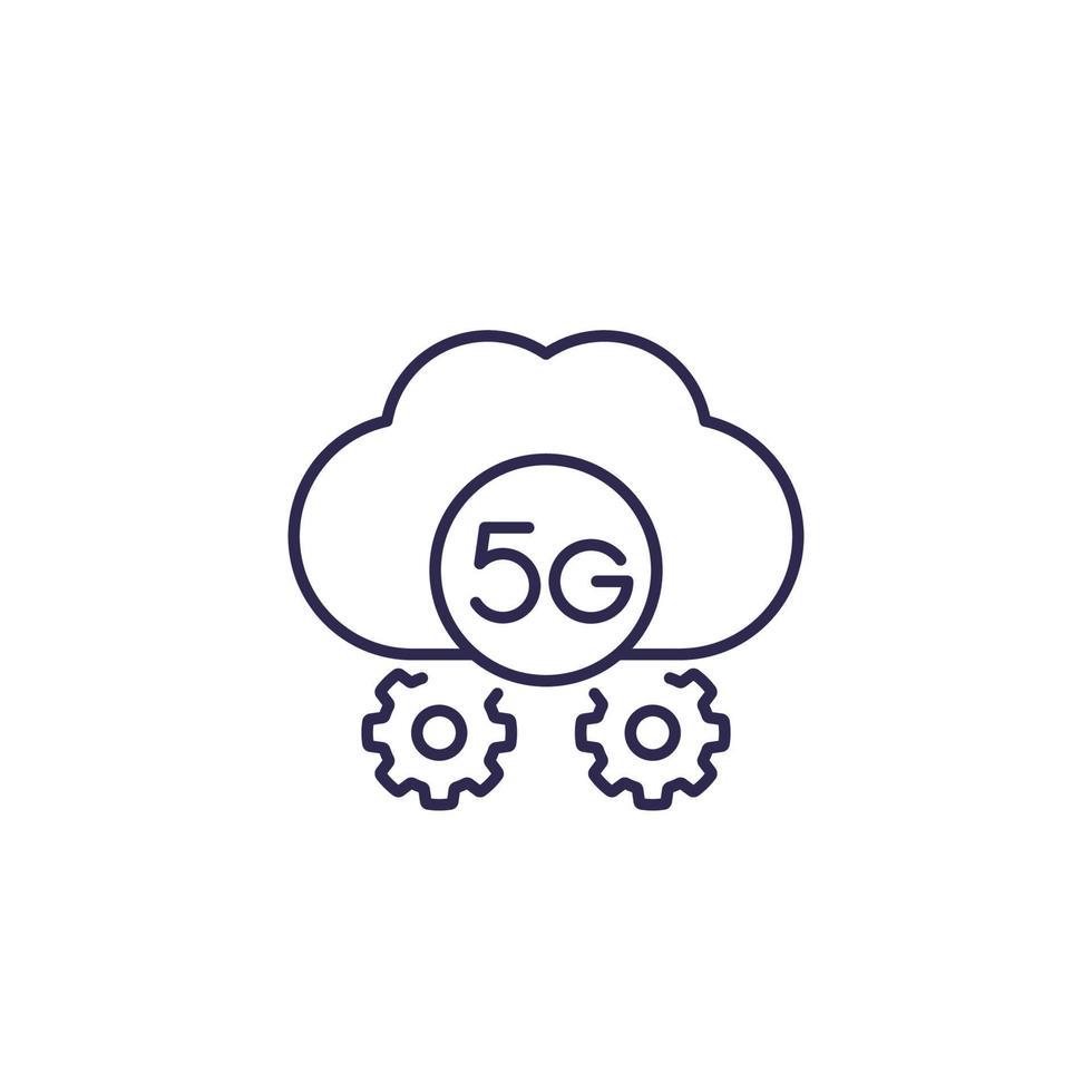 5g Netzwerksymbol mit Cloud, line.eps vektor