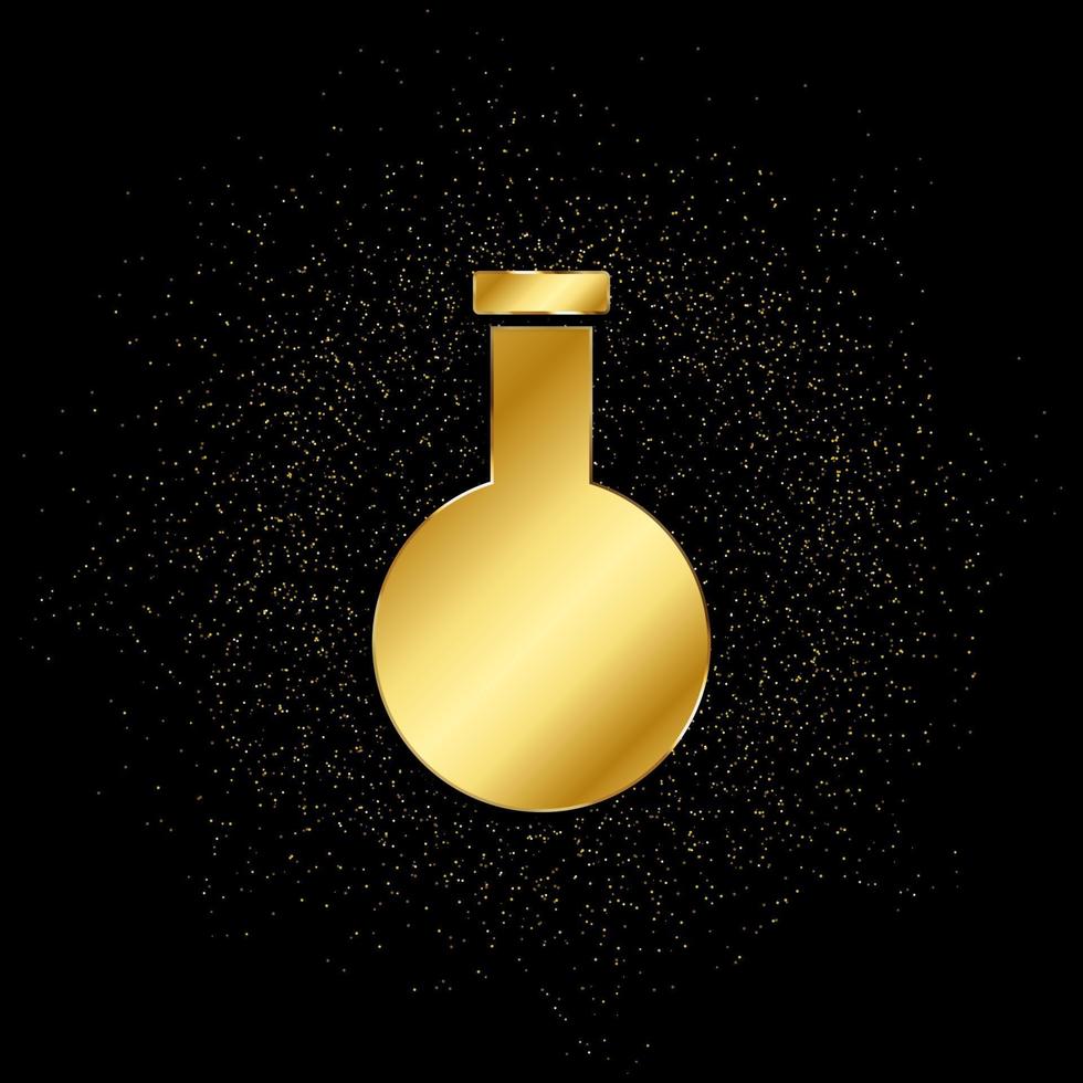 chemisch Flasche Gold Symbol. Vektor Illustration von golden Partikel Hintergrund. isoliert Vektor Zeichen Symbol - - Bildung Symbol schwarz Hintergrund .
