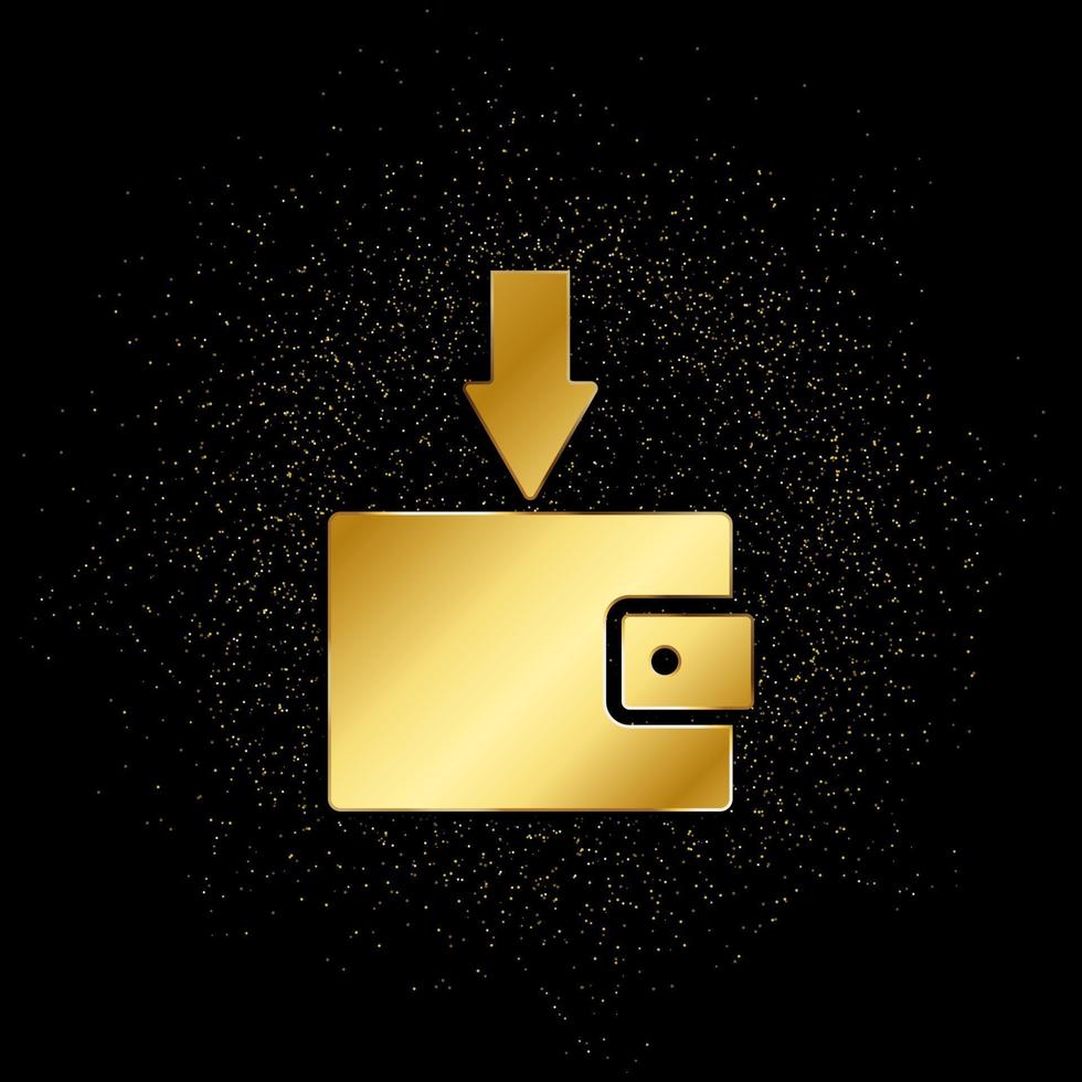 eingehend, Geld, Gehalt Gold Symbol. Vektor Illustration von golden Partikel Hintergrund. Gold Symbol