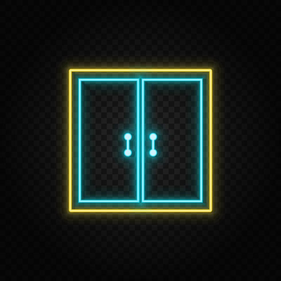 dörr, ikon neon ikon. blå och gul neon vektor ikon. transparent bakgrund