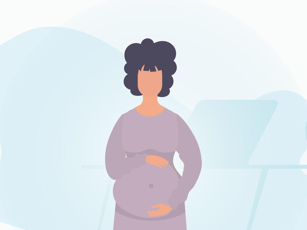 schwanger Mädchen Banner im Blau Töne. Vektor. vektor