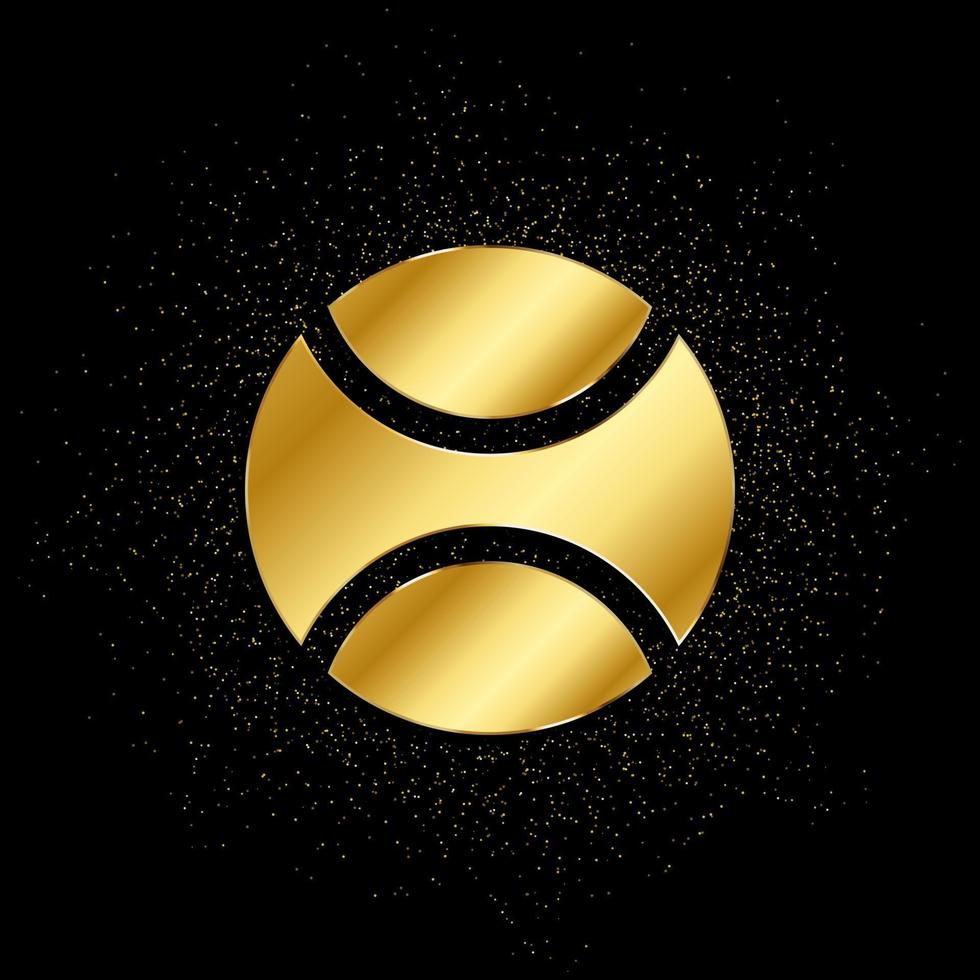 Ball, Baseball Gold Symbol. Vektor Illustration von golden Partikel Hintergrund. isoliert Vektor Zeichen Symbol - - Bildung Symbol schwarz Hintergrund .