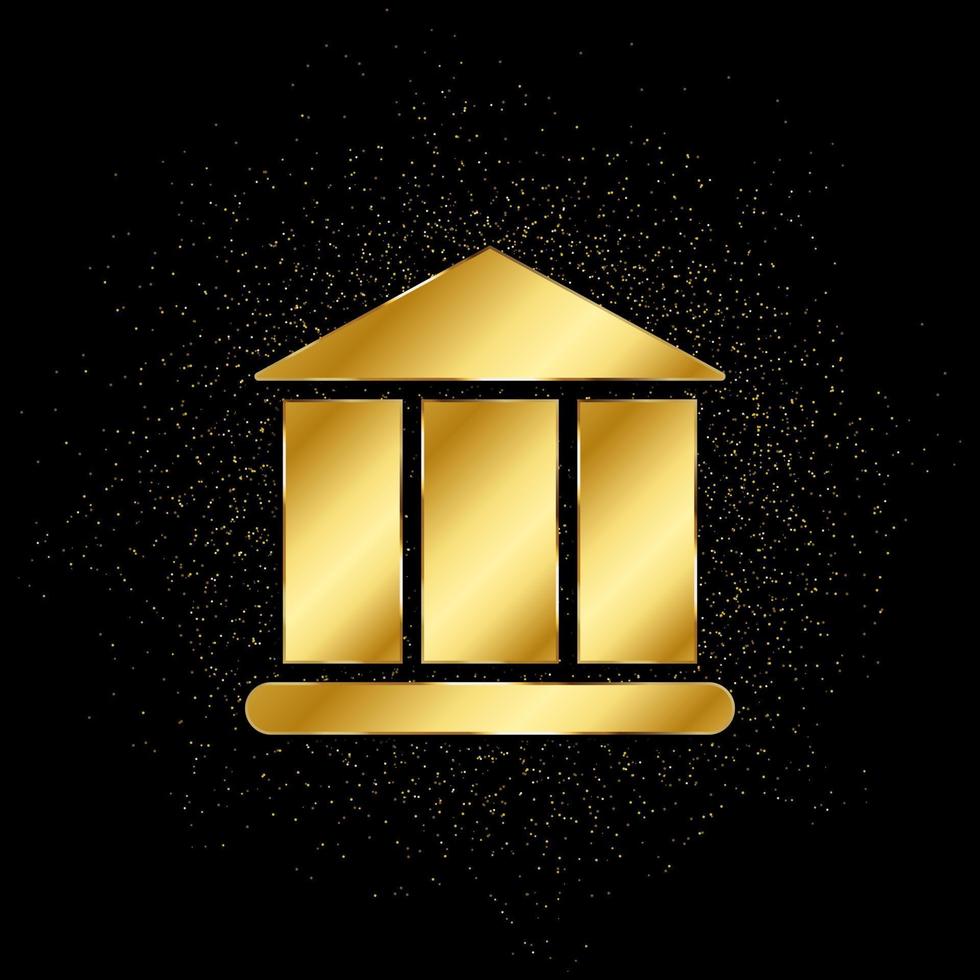 Bank guld ikon. vektor illustration av gyllene partikel bakgrund. isolerat vektor tecken symbol - utbildning ikon svart bakgrund .