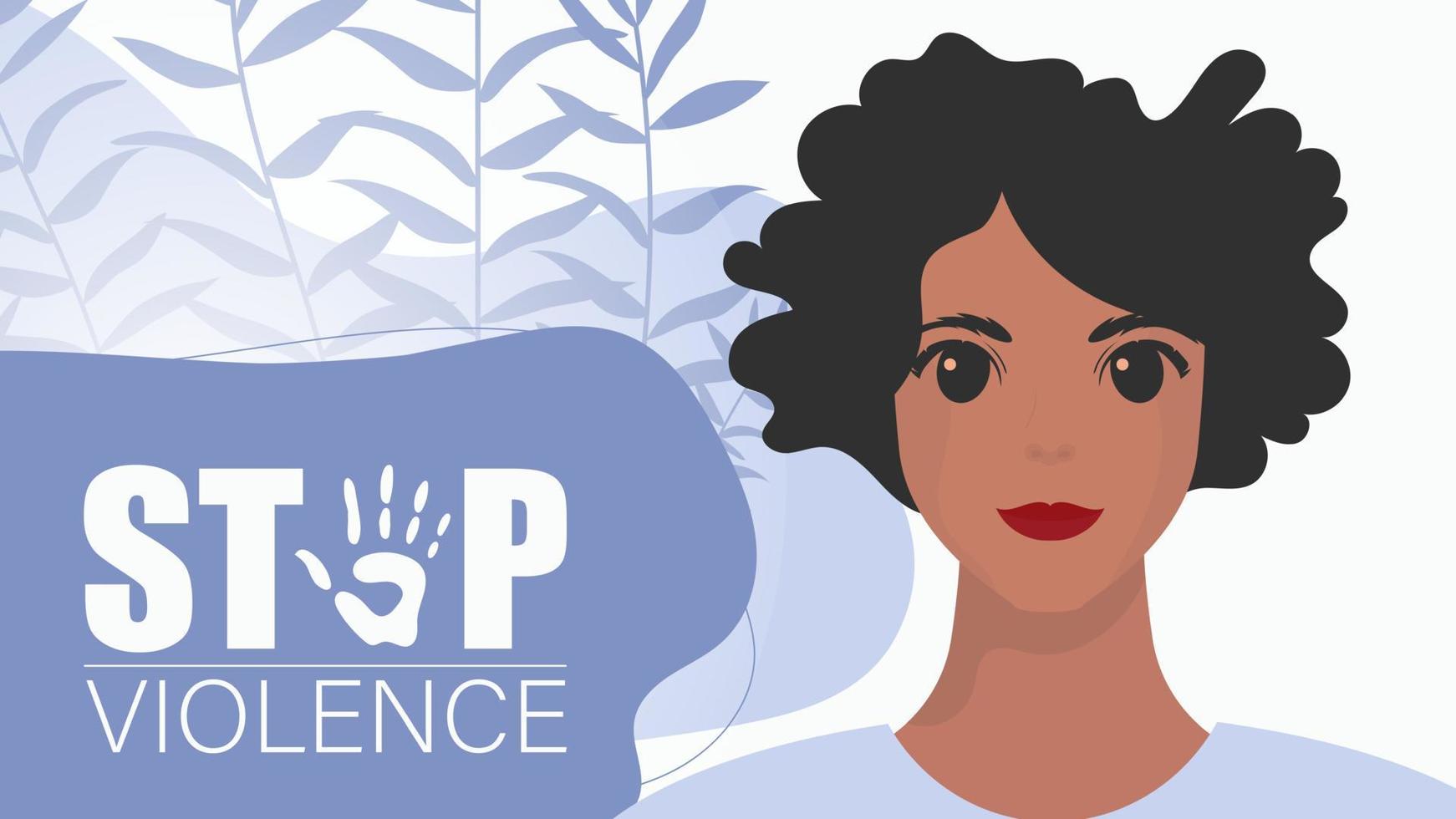sluta våld. en kvinna innehar en baner i henne händer. internationell dag för de eliminering av våld mot kvinnor. vektor illustration design.