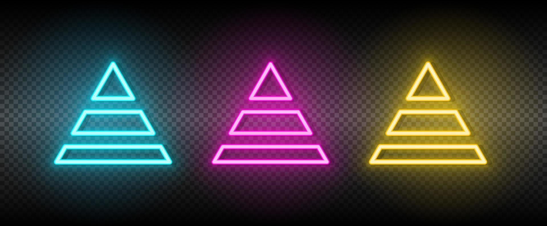 karriär, finansiera, pyramid neon vektor ikon. illustration neon blå, gul, röd ikon uppsättning