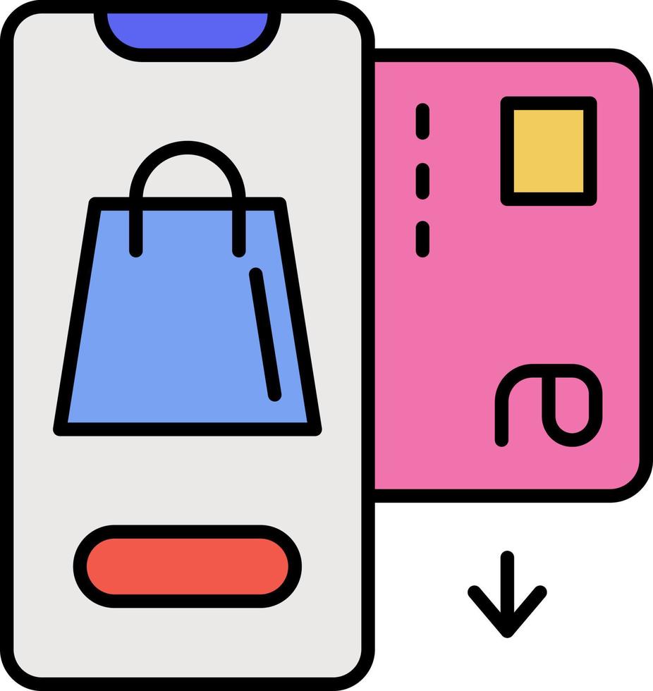 e-handel smartphone, bil, paket Färg vektor ikon