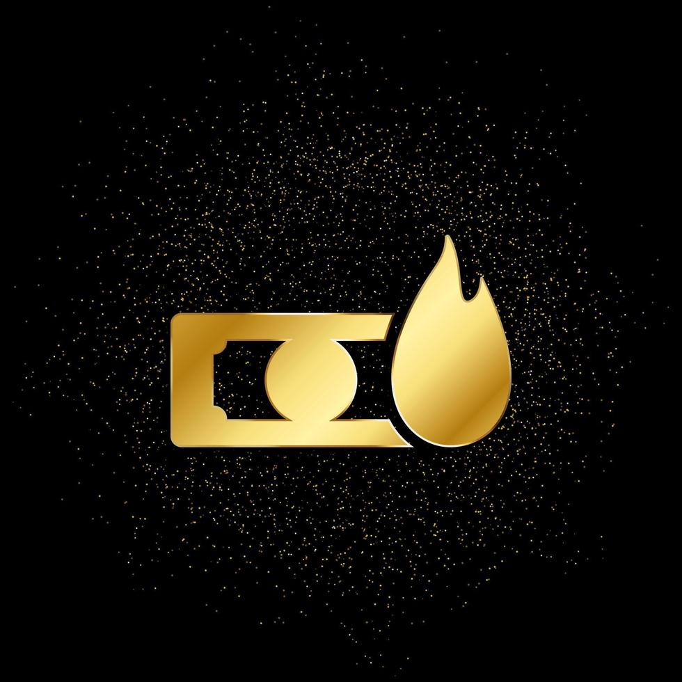 Dollar, Geld, Feuer Gold Symbol. Vektor Illustration von golden Partikel Hintergrund. Gold Symbol