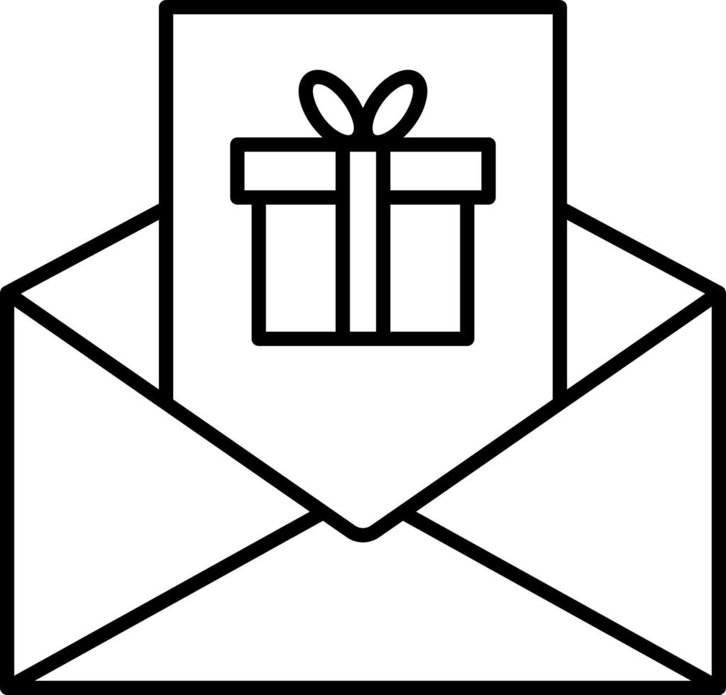 öppen brev med gåva låda kort. begrepp av handla, presentlåda, jul, klistermärke, leverans, bröllop, festlig, händelse dag. isolerat på vit bakgrund. platt stil modern logotyp design vektor