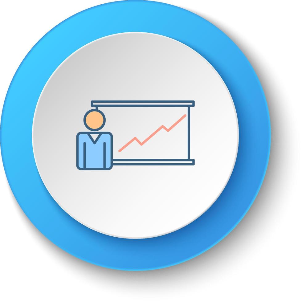 runda knapp för webb ikon. Graf, möte vektor ikon. knapp baner runda, bricka gränssnitt för Ansökan illustration på vit bakgrund