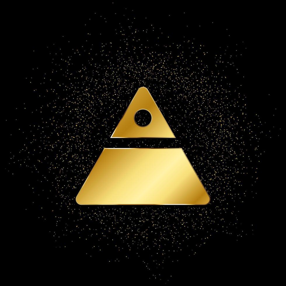 Finanzen Pyramide Gold Symbol. Vektor Illustration von golden Partikel Hintergrund. Gold Symbol