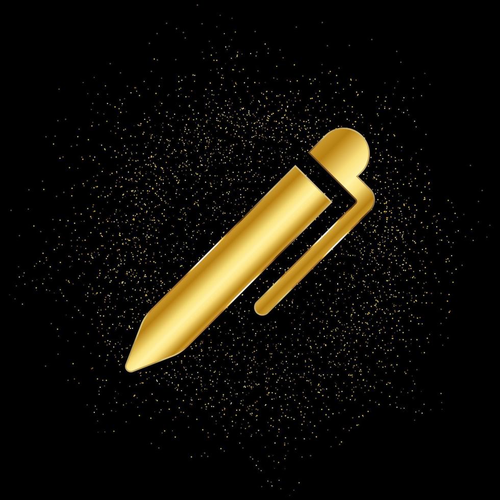 penna guld ikon. vektor illustration av gyllene partikel bakgrund. isolerat vektor tecken symbol - utbildning ikon svart bakgrund .