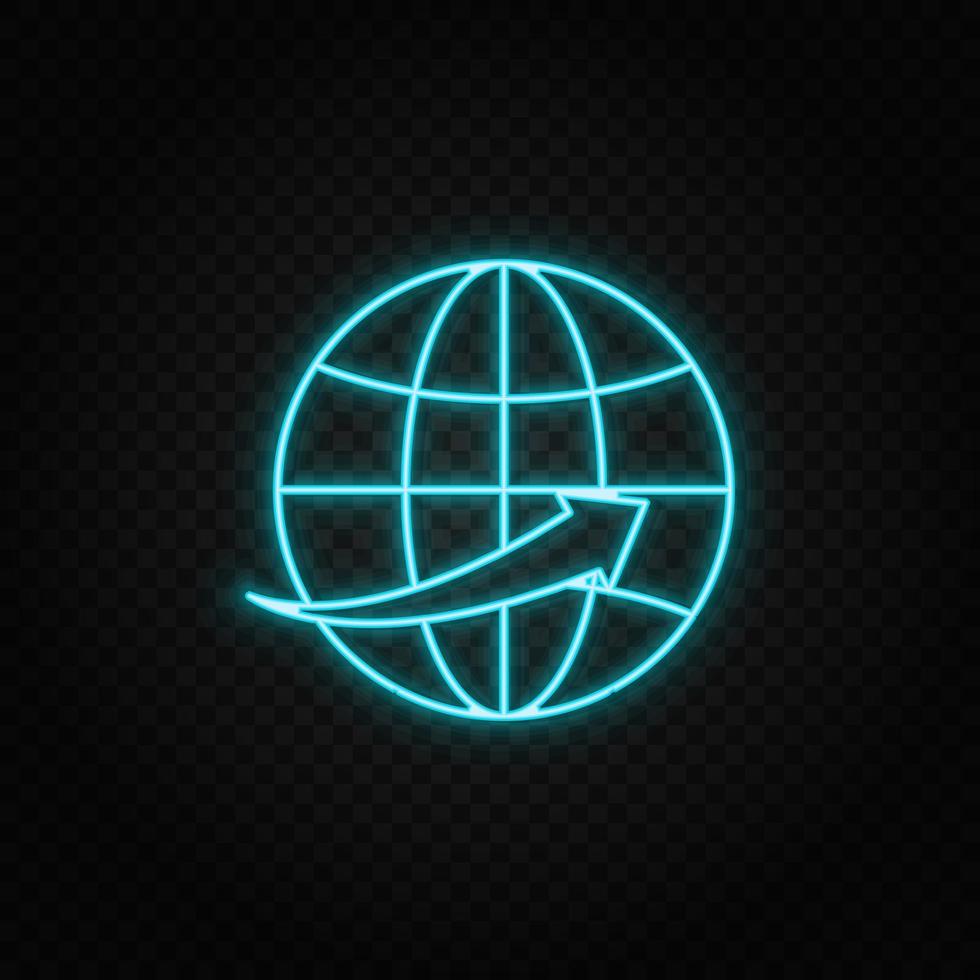 global Geschäft, Kommunikation Neon- Symbol. Blau und Gelb Neon- Vektor Symbol. transparent Hintergrund