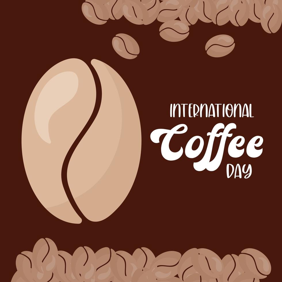 internationaler Kaffeetag mit Bohnenvektorentwurf vektor