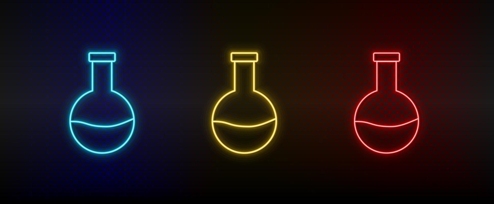 neon ikoner, labb glas. uppsättning av röd, blå, gul neon vektor ikon på mörkna transparent bakgrund