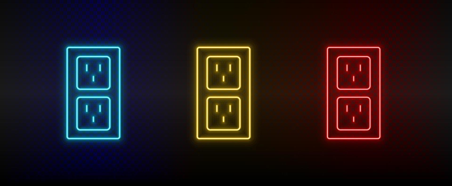 neon ikon uppsättning anslutningar. uppsättning av röd, blå, gul neon vektor ikon på genomskinlighet mörk bakgrund