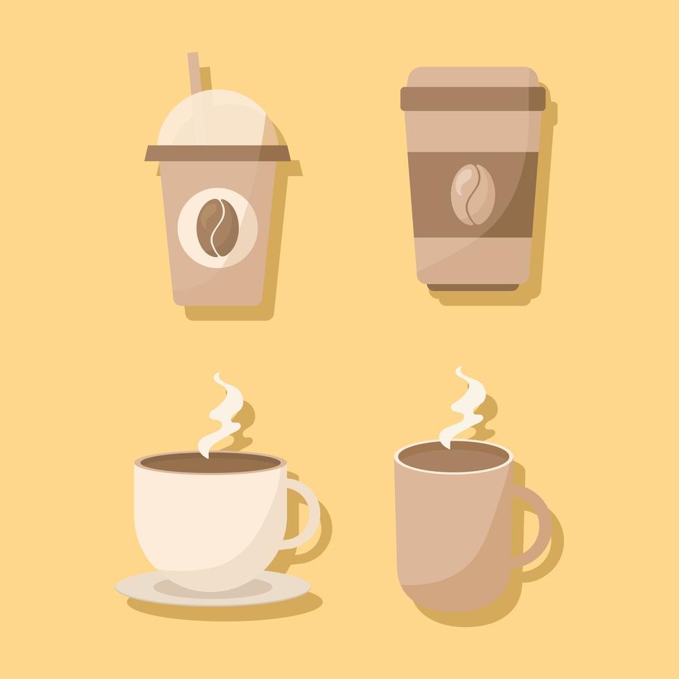 kaffe ikonuppsättning vektor