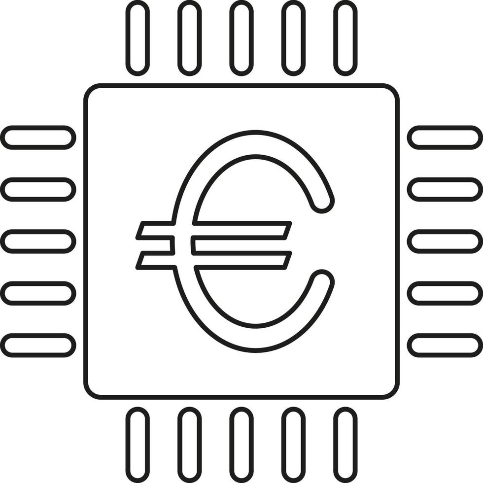 Linie Vektor Symbol Makler, Geschäft, Chip, Euro. Gliederung Vektor Symbol auf Weiß Hintergrund