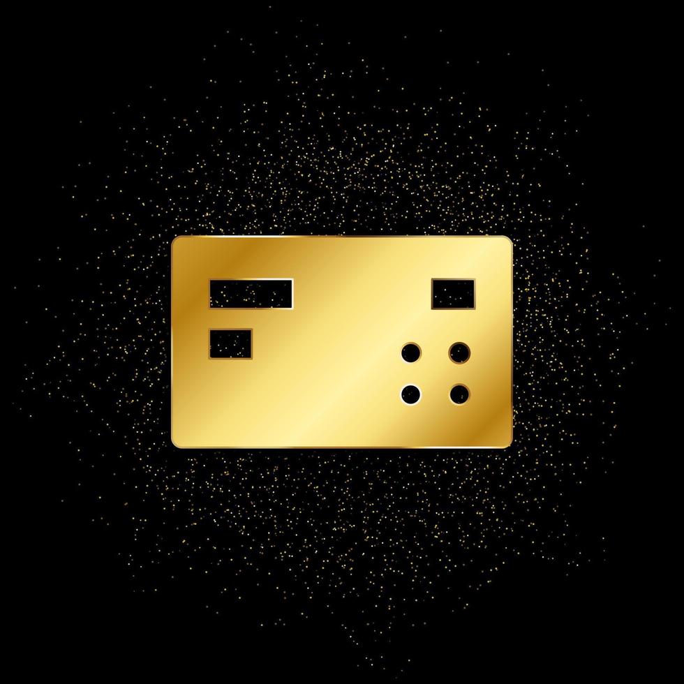 kort, kreditera guld ikon. vektor illustration av gyllene partikel bakgrund. guld ikon