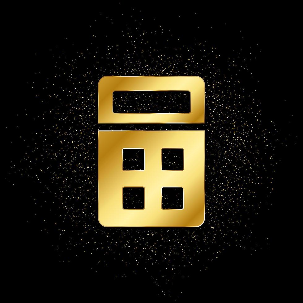 kalkylator guld ikon. vektor illustration av gyllene partikel bakgrund. isolerat vektor tecken symbol - utbildning ikon svart bakgrund .