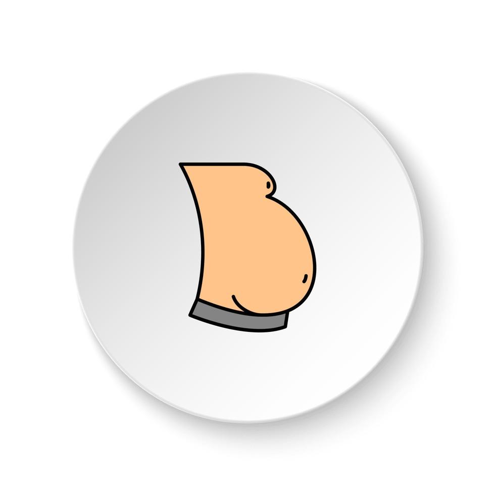 runda knapp för webb ikon, sjukdomar, mage, fet. knapp baner runda, bricka gränssnitt för Ansökan illustration på vit bakgrund vektor