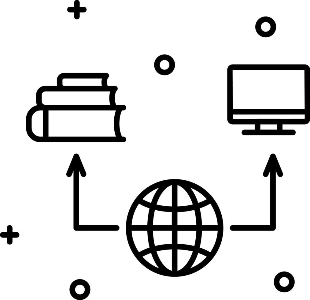 global utbildning, uppkopplad kunskap, linje vektor ikon på transparent bakgrund. översikt global utbildning, uppkopplad kunskap, linje vektor ikon.