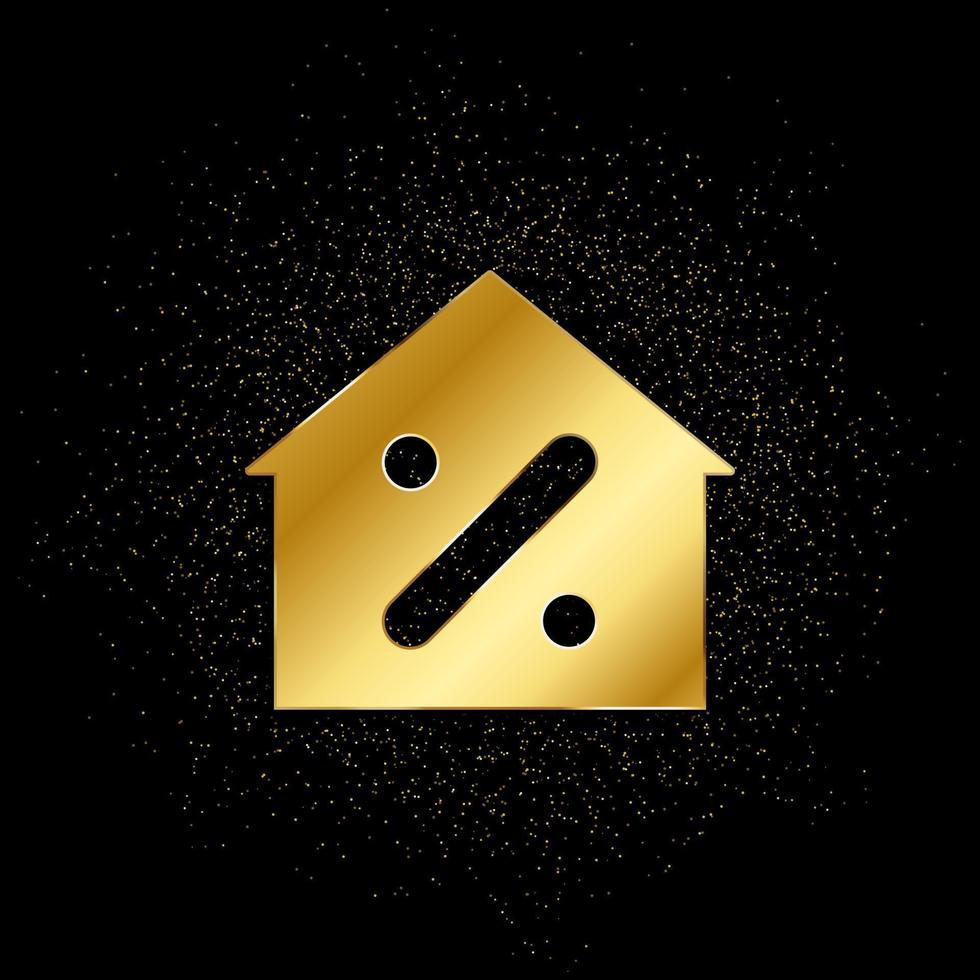 Haus, Hypothek Gold Symbol. Vektor Illustration von golden Partikel Hintergrund. Gold Symbol