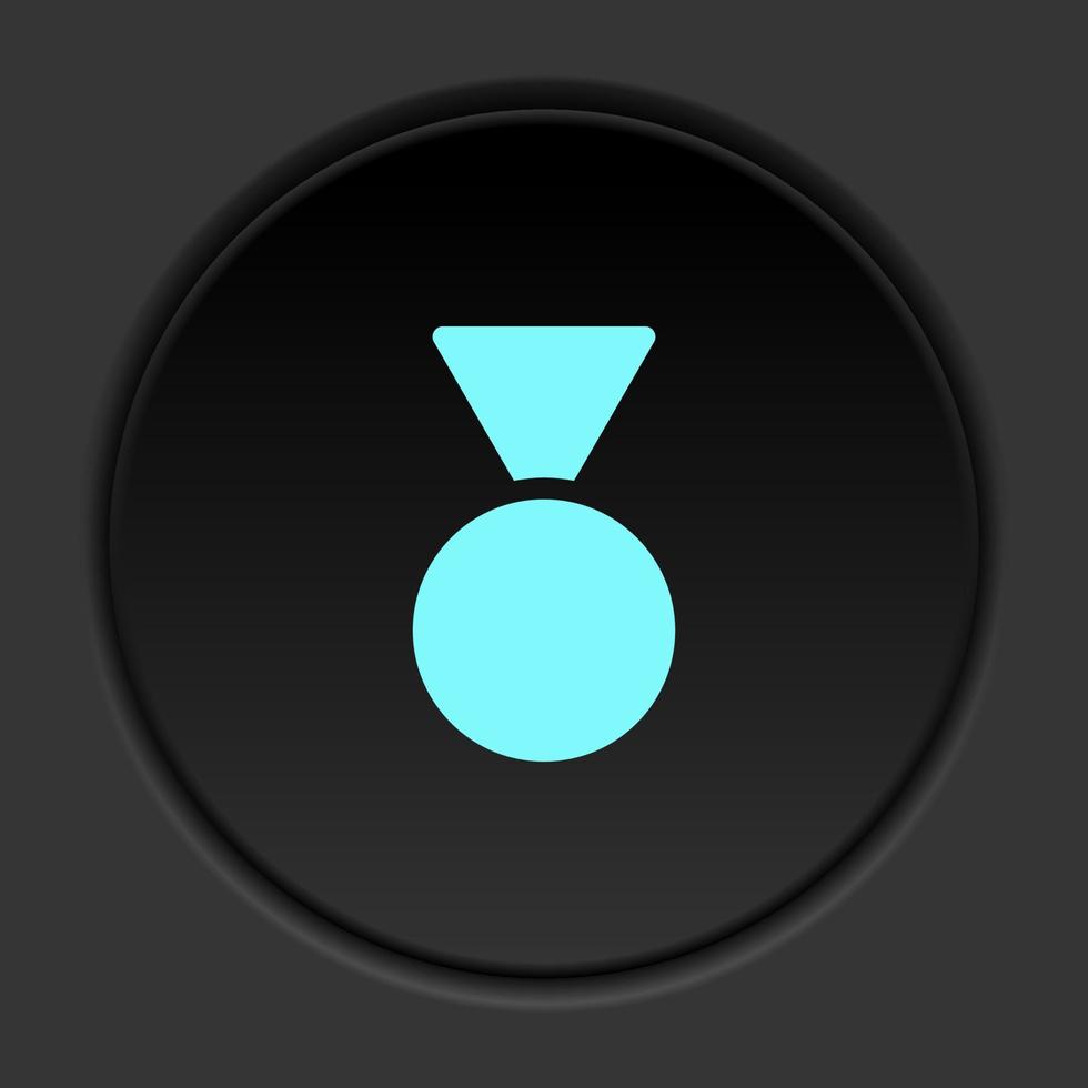 runda knapp ikon, medalj, pris. knapp baner runda, bricka gränssnitt för Ansökan illustration på mörk bakgrund vektor