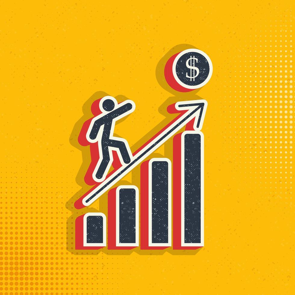 analys, företag tillväxt pop- konst, retro ikon. vektor illustration av pop- konst stil på retro bakgrund