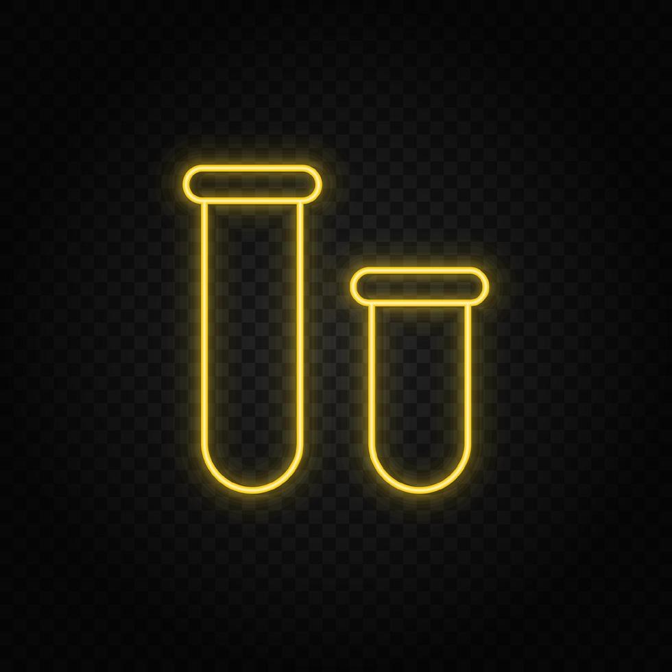 gul neon ikon labb glas. transparent bakgrund. gul neon vektor ikon på mörk bakgrund