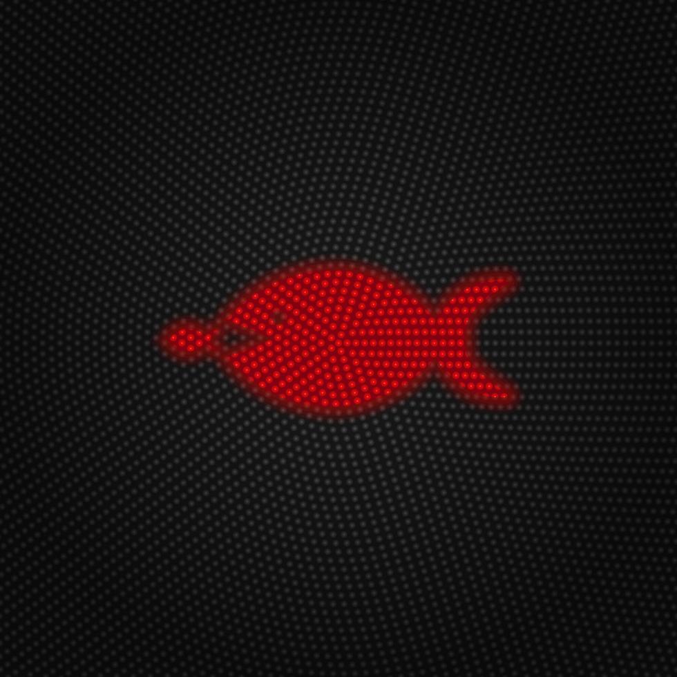 stor, fisk, små, företag vektor ljus röd Färg retro stil vektor ikon på vit bakgrund