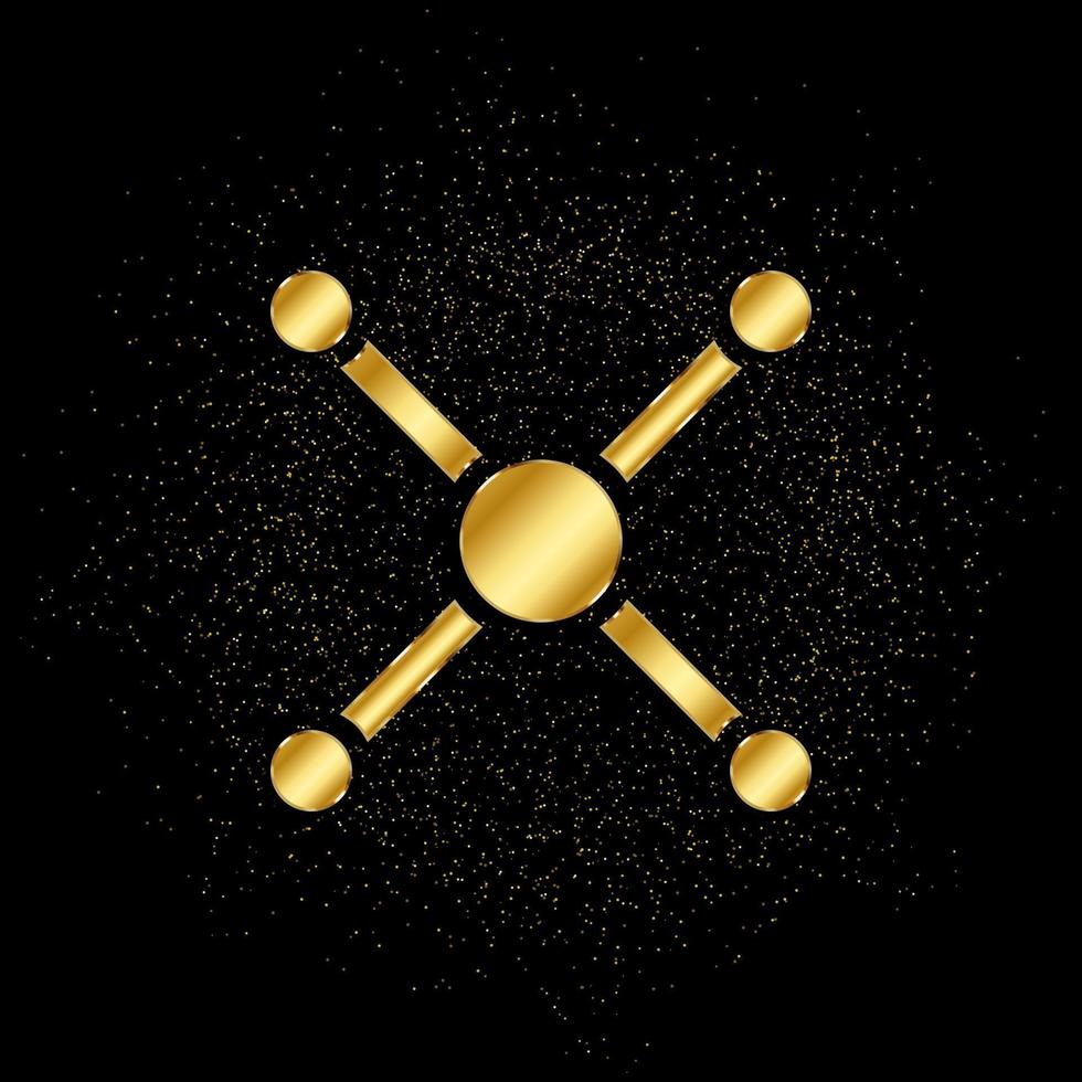 atom, atom obligation guld ikon. vektor illustration av gyllene partikel bakgrund. isolerat vektor tecken symbol - utbildning ikon svart bakgrund .