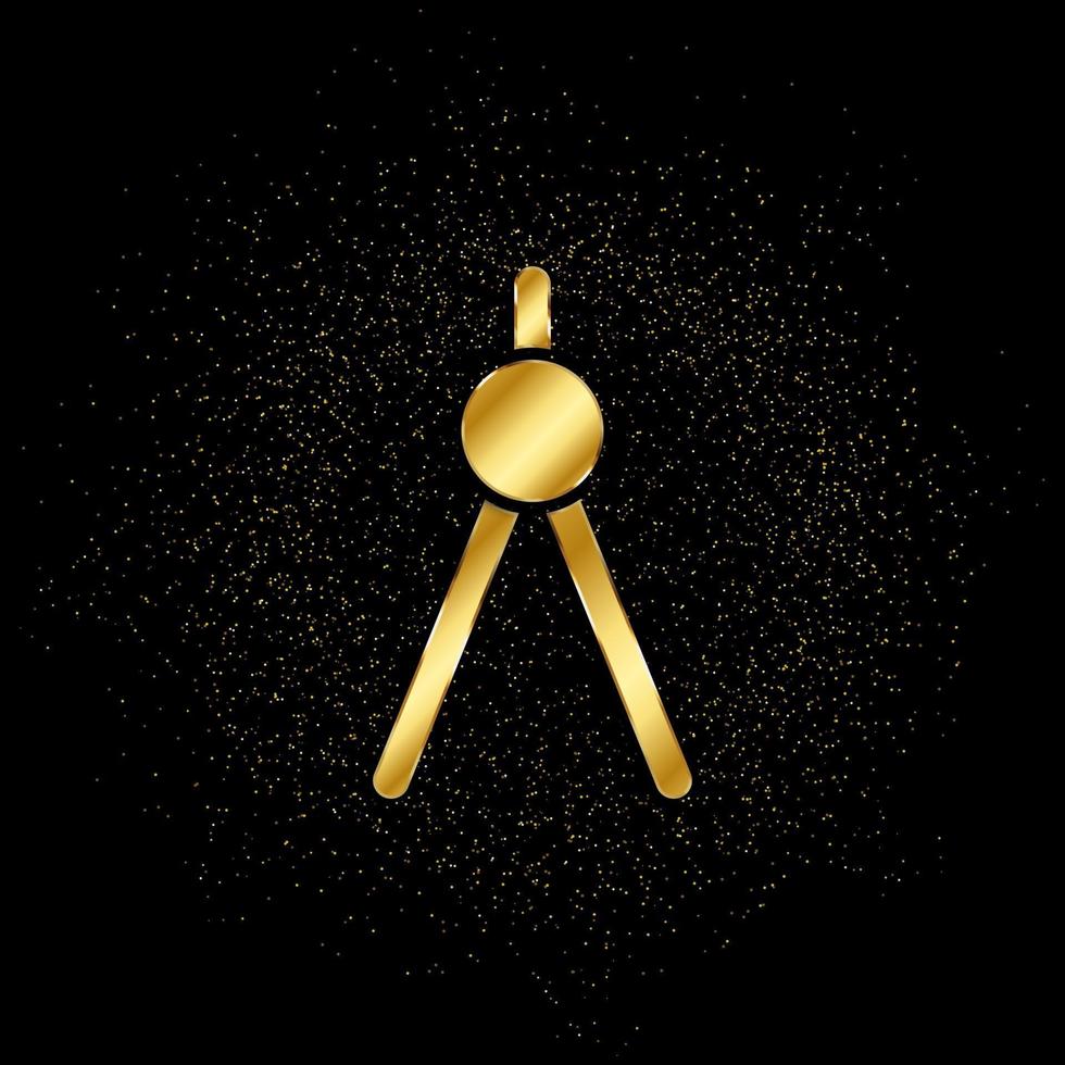 Geometrie, Kompass Gold Symbol. Vektor Illustration von golden Partikel Hintergrund. isoliert Vektor Zeichen Symbol - - Bildung Symbol schwarz Hintergrund .