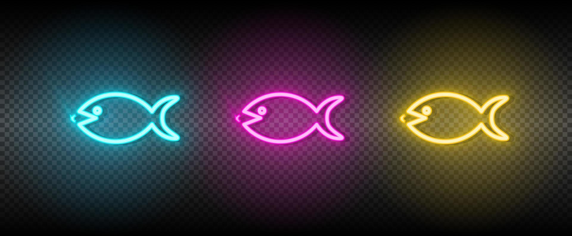 groß, Fisch, klein, Geschäft Neon- Vektor Symbol. Illustration Neon- Blau, Gelb, rot Symbol einstellen