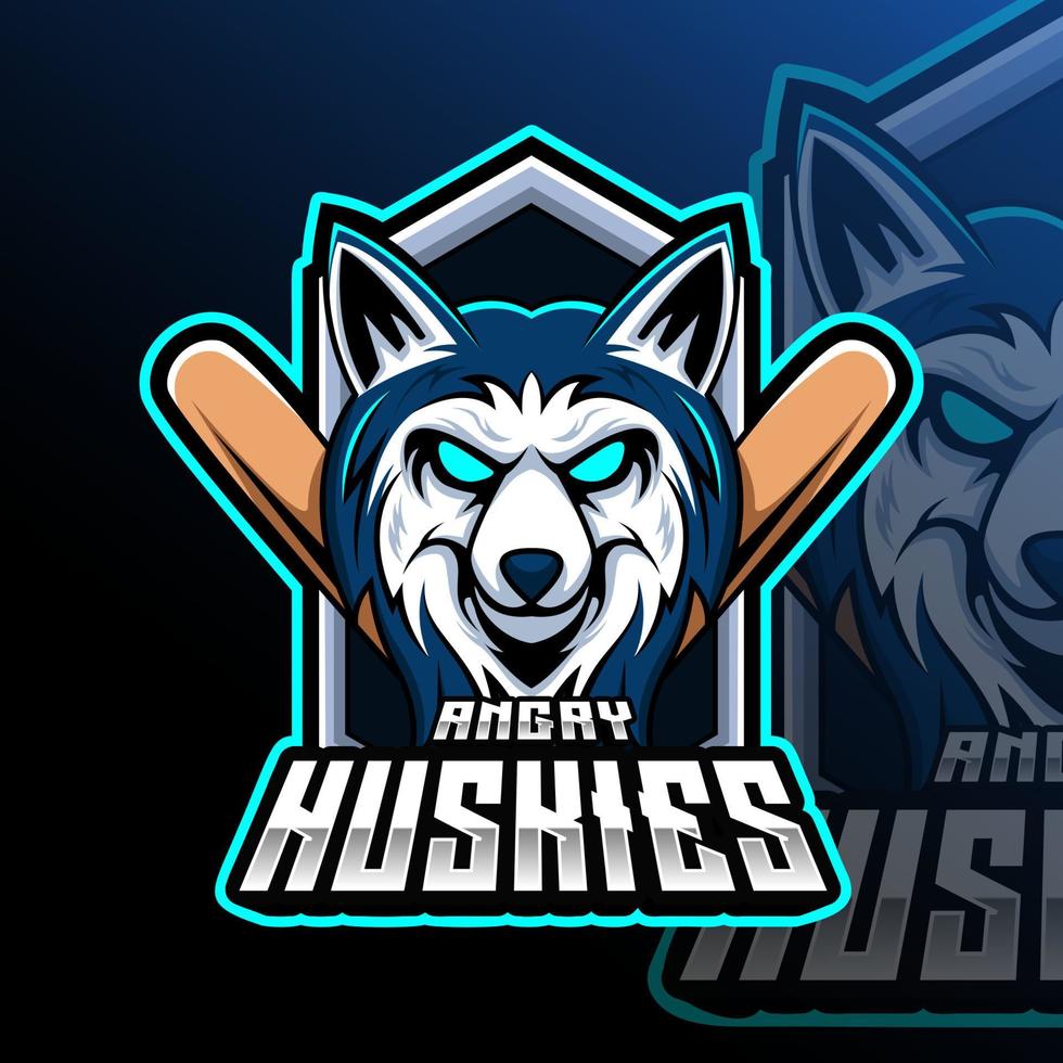 huskies baseboll djur- team bricka vektor