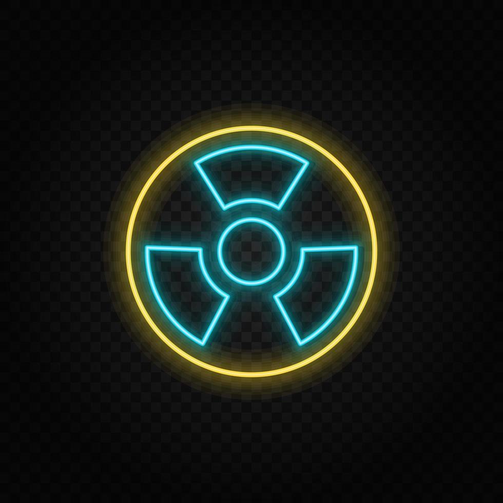 nuklear, Energie Neon- Vektor Symbol. Blau und Gelb Neon- Vektor Symbol. Vektor transparent Hintergrund
