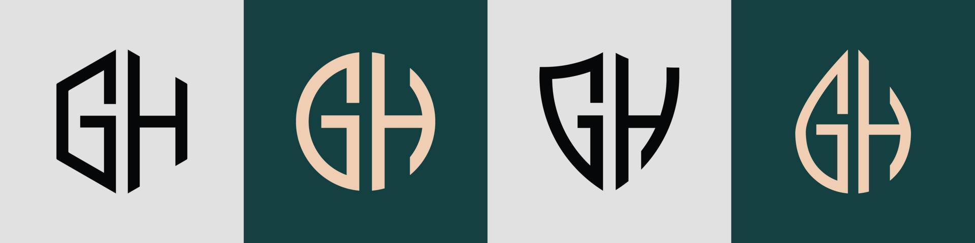 kreativ einfach Initiale Briefe gh Logo Designs bündeln. vektor