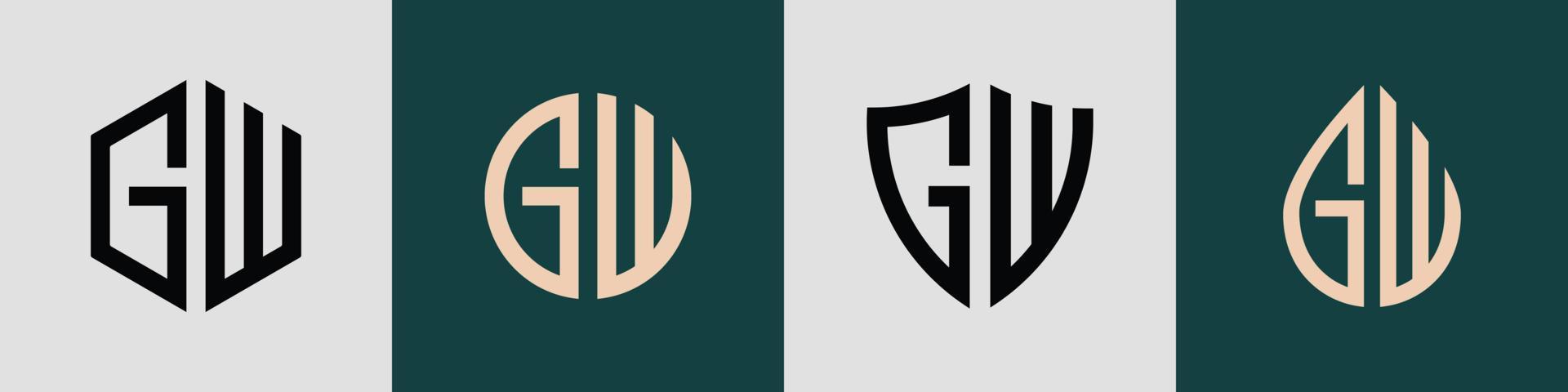 kreativ enkel första brev gw logotyp mönster bunt. vektor