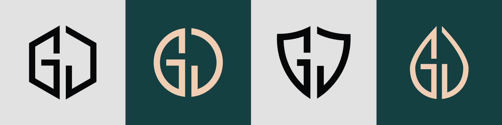 kreativ einfach Initiale Briefe gj Logo Designs bündeln. vektor