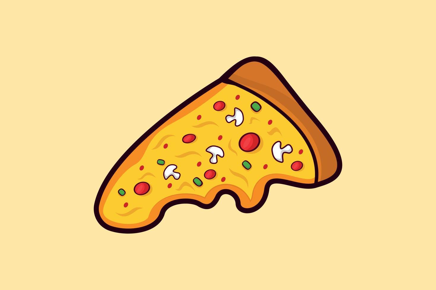 pizza skiva tecknad serie stil illustration design vektor