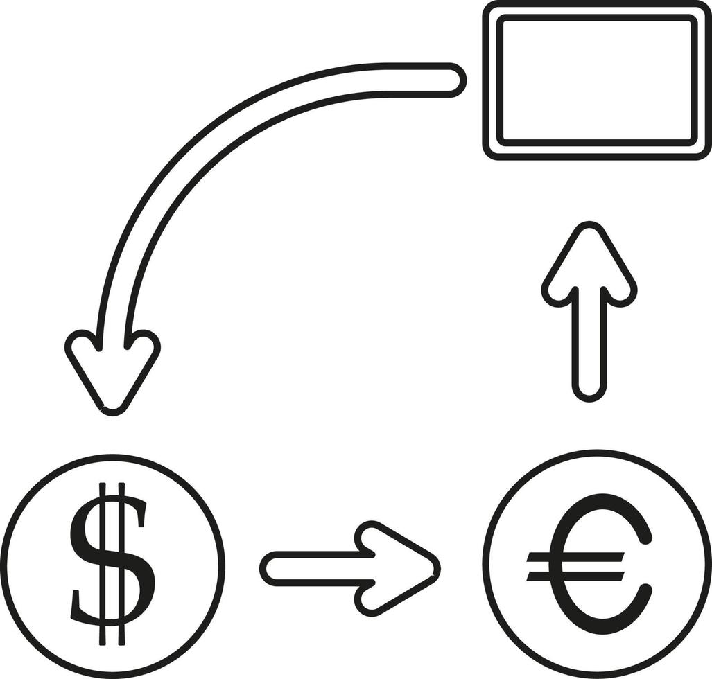 Linie Vektor Symbol Geschäft Bericht, Cashflow. Gliederung Vektor Symbol auf Weiß Hintergrund