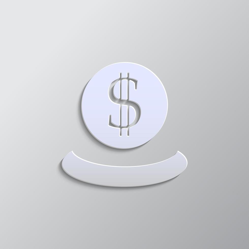 Bank, Anzahlung Papier Stil, Symbol. grau Farbe Vektor Hintergrund- Papier Stil Vektor Symbol