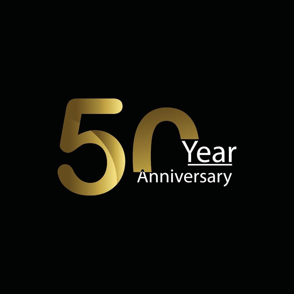 50-årsjubileum firande designmall. gyllene ballong witt guld gnistrar konfetti. svart bakgrund. realistisk stil. vektor illustration.