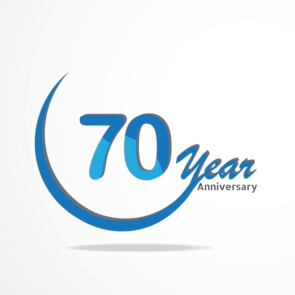 70 Jahre Jubiläumsfeier Logo Typ blau und rot gefärbt, Geburtstagslogo auf weißem Hintergrund vektor